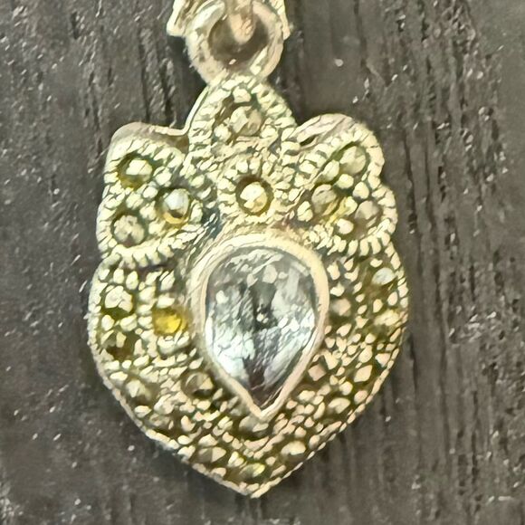 Liz Palacios Sterling SILVER and marcasite Necklace Blue stone - Picture 6 of 11